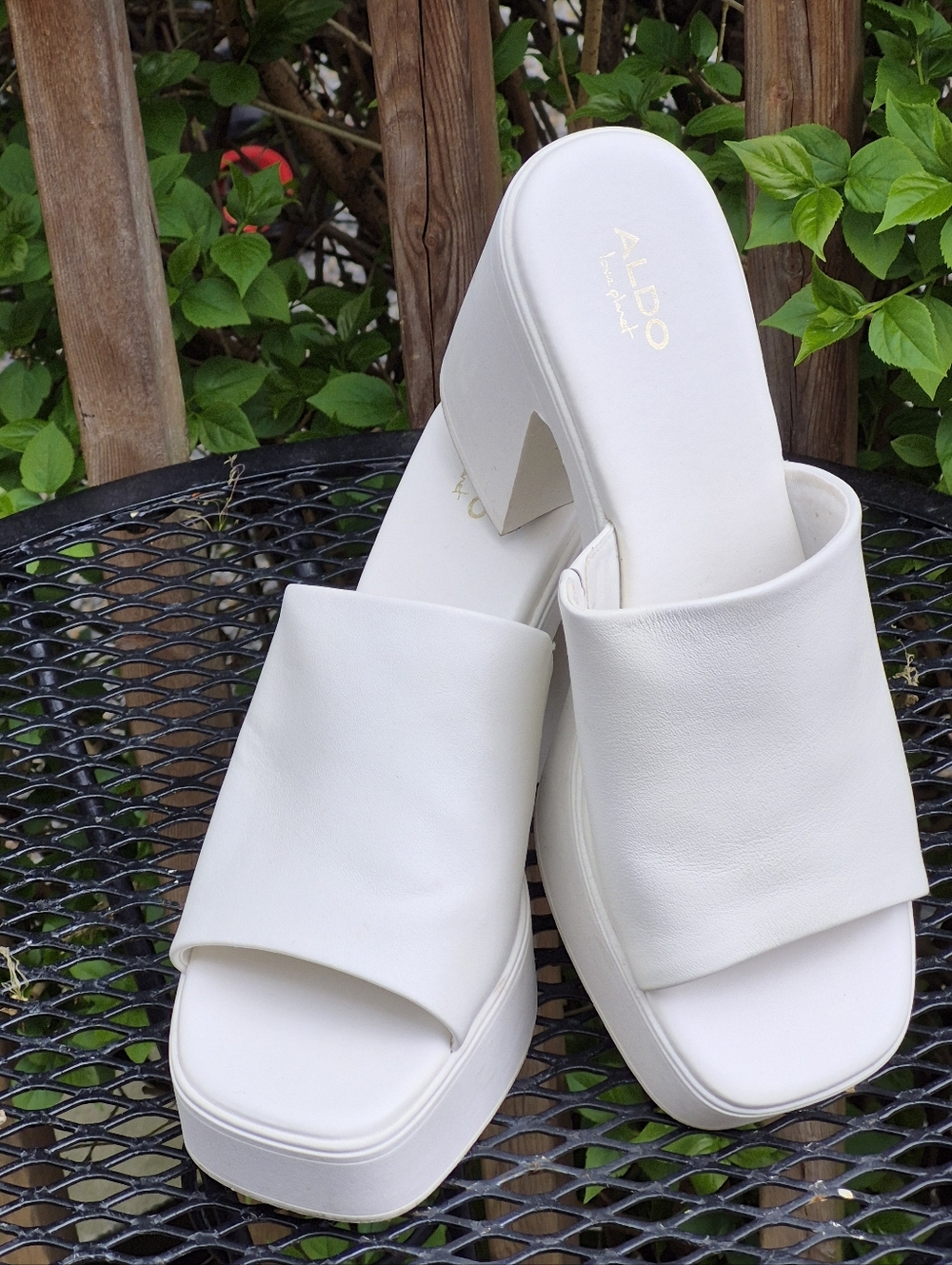 ALDO White Padded Slide Platform Mules - Picture 16 of 16